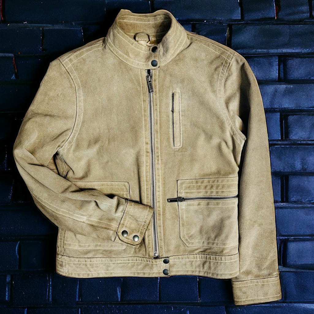 Banana Republic Cream Tan Suede Leather Moto Jacket | Size Pxs |